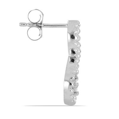 BUY 925 STERLING  SILVER NATURAL WHITE DIAMOND DOUBLE CUT GEMSTONE EARRINGS